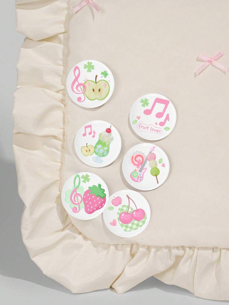 ROMWE Ghim cài áo, huy hiệu, nút trang trí hình quả táo, nốt nhạc và dâu tây, kích thước 4,4 cm / 1,73 inch, thích hợp để may lên quần áo, túi xách, ba lô, lý tưởng để trang trí lễ hội âm nhạc, là món quà tuyệt vời dành cho bạn bè và gia đình. - màu xanh lá - Xem 4