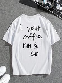 Manfinity Dauomo Camiseta casual de manga corta y hombros caídos para hombre, de verano - Blanco - Ver 2