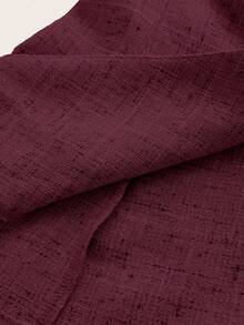 Conjunto de top sin mangas de jacquard elegante y pantalones de pierna ancha para mujer, estilo de vacaciones, primavera/verano/otoño - Burdeos - Ver 5