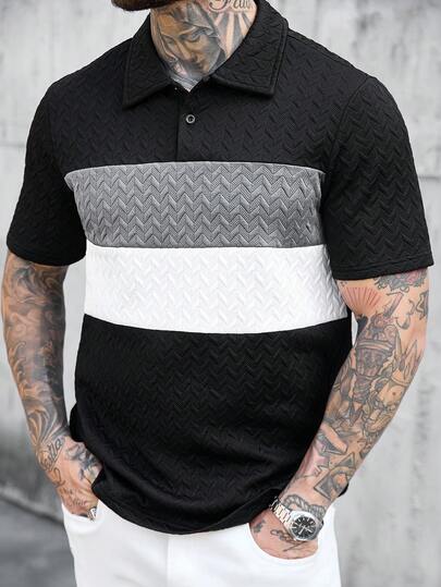 Manfinity Mode Everyday Essential Colorblock Short Sleeve Men's Polo Shirt,Men Old Money,Daily Leisure, Weekend Trips, Outdoor Activities, Travel Expeditions, Relaxed Work Environments Or Semi-Formal Occasions, Boyfriend/Husband Gift, Anniversary /Birthday Gift Party Summer Vacation Holiday,Wedding,Spring To Summer,Easter,Y2k,Vintage,Men's Striped Color Block Polo Shirt Short Sleeve Button Up Casual Top,Men 2 Piece Outfits With Pants,White Pants For Men Jeans,Men Clothes Two Piece,Young Men Outfit Sets,Graphic Outfits Men
