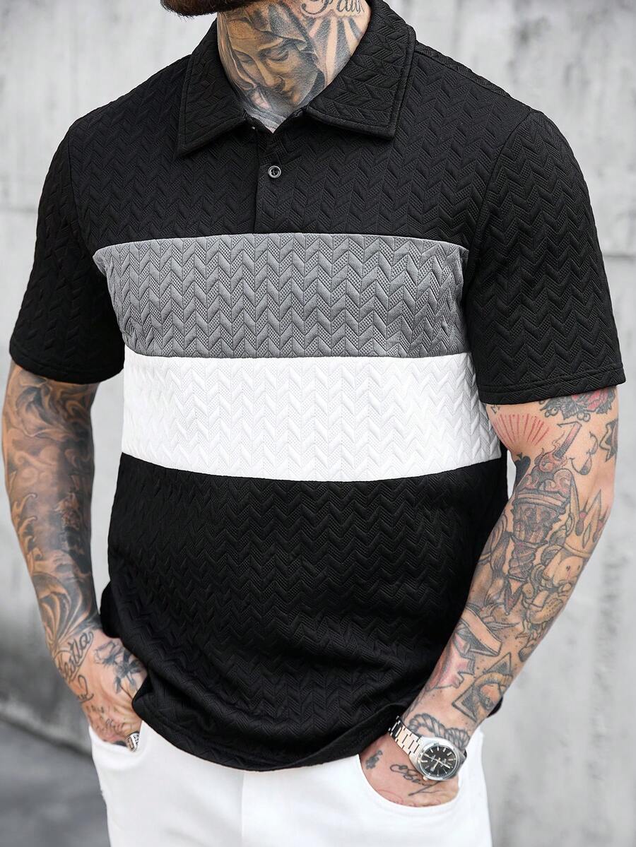 Manfinity CasualCool 日常必备撞色短袖男士Polo衫 - 彩色 - 查看 1