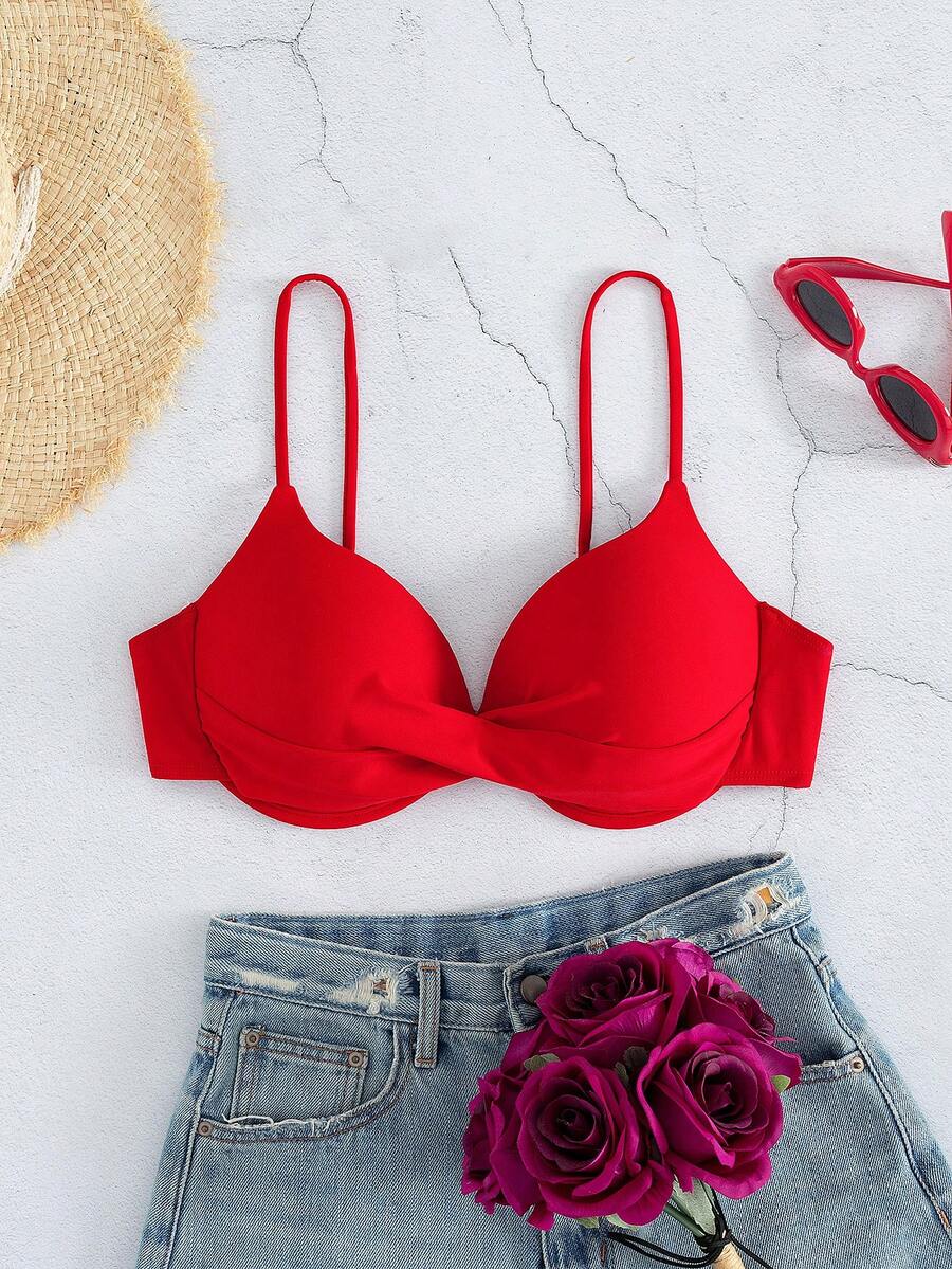 Swim Basics Áo bơi màu trơn có gọng, thích hợp cho kỳ nghỉ biển. - Đỏ - Xem 1