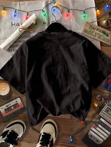 Phong cách retro thập niên 80, họa tiết hoa hoạt hình dễ thương, trà sữa và trái tim, phối màu ngược, Eleven, áo thun ngắn tay cổ tròn tối giản dành cho bé gái tuổi teen, thích hợp cho hoạt động ngoài trời mùa hè, dã ngoại, phong cách đường phố, mặc ở nhà. - Nhiều màu - Xem 2