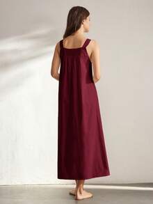 Ocili Women's Solid Color Sleeveless Casual Dress - Burgundy - View 3
