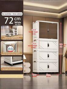 Storage Cabinet, Cream-Color Foldable Wardrobe, Plastic Storage Closet, No Assembly Required, New Arrival - Color Mixing - View 9