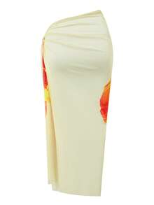 Swim Oasis 3件套女士夏季沙滩度假休闲套装，印花泳衣，丁字裤，网纱系带沙滩裙，波西米亚风 - 彩色 - 查看 6