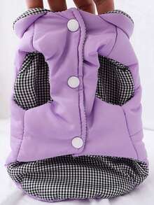 卡通狗刺绣加厚宠物外套 - 紫色 - 查看 4