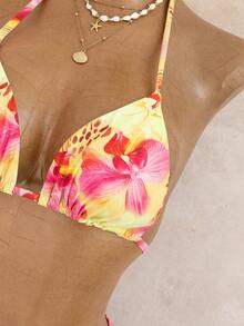 Bellisia 4pcs/Set Summer Beach Vacation Tie-Dye Halter Top And Bodycon Skirt Outfit - Multicolor - View 6