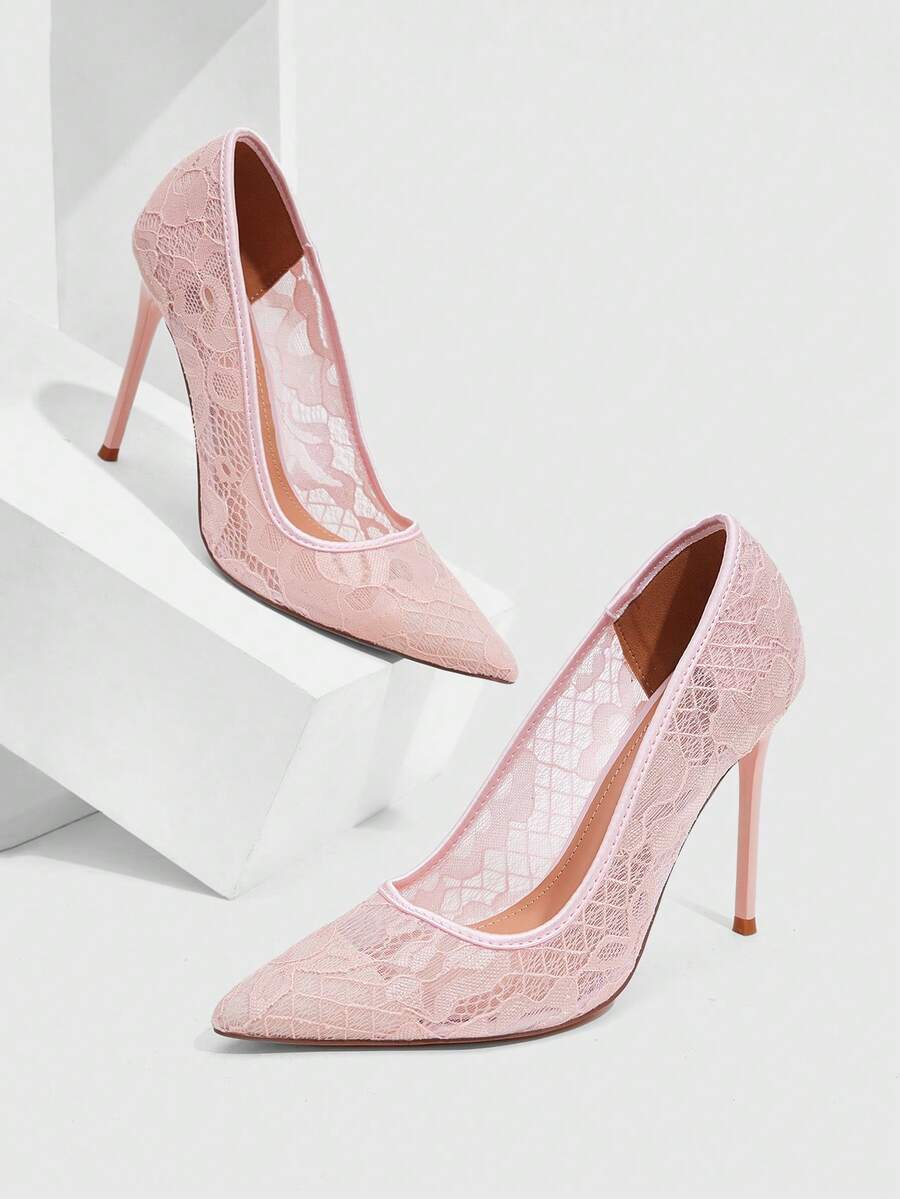 CUCCOO SZL Tacones altos de punta transparentes de color fucsia, de moda y sexy, adecuados para fiestas, citas, atuendos casuales de primavera y looks nocturnos para Navidad - Rosa Pálido - Ver 1