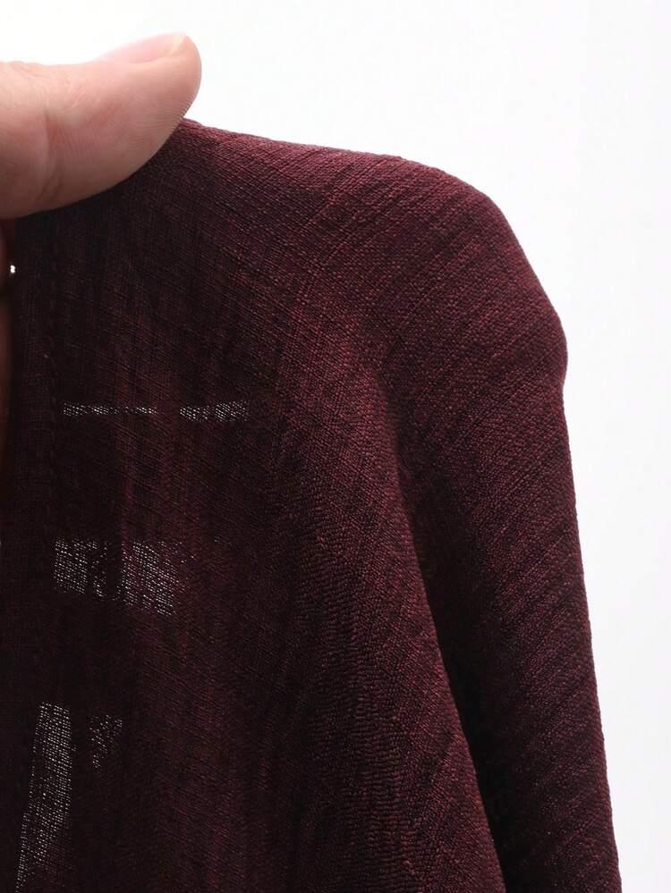 Men's Red Long Sleeve T-Shirt With Collar Decoration, Spring/Summer