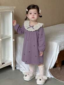 DAZY 女嬰圓領荷葉邊飾全印花舒適居家服幼童 - 淡紫色 - 查看 4