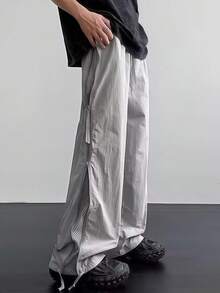 Manfinity Hypemode Pantalones casuales versátiles para hombres con parches y cremallera lateral calada - Gris - Ver 3