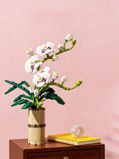 MINKOJA - SELECTS 588片，3D立体兰花装饰摆件，逼真DIY积木套装，桌面摆件，可用于装饰，营造浪漫氛围，情人节礼物，送给家人朋友的理想礼物，家居装饰，生日礼物，复活节礼物。