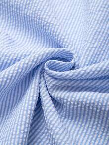 Omancia 女士休闲条纹荷叶边领纽扣灯笼袖修身衬衫，适合夏季郊游、约会、新年、情人节、复活节、母亲节、音乐节、中东婚礼以及优雅浪漫的假期穿着。 - 淺藍色 - 查看 8