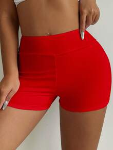 Swim Basics Women's Solid Color High Waist Swimwear Bottom - Red - View 2