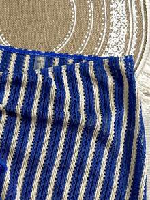 Swim Vcay 针织提花条纹面料侧抽绳女裙 - 藍色 - 查看 6