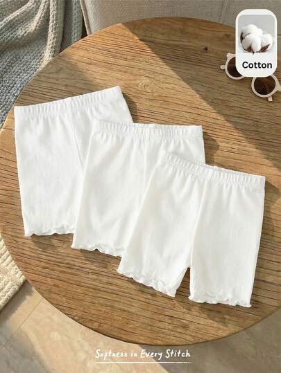Cozy Pixies 3pcs Baby Girl Solid Color Knit Soft Elastic Waist Shorts Set