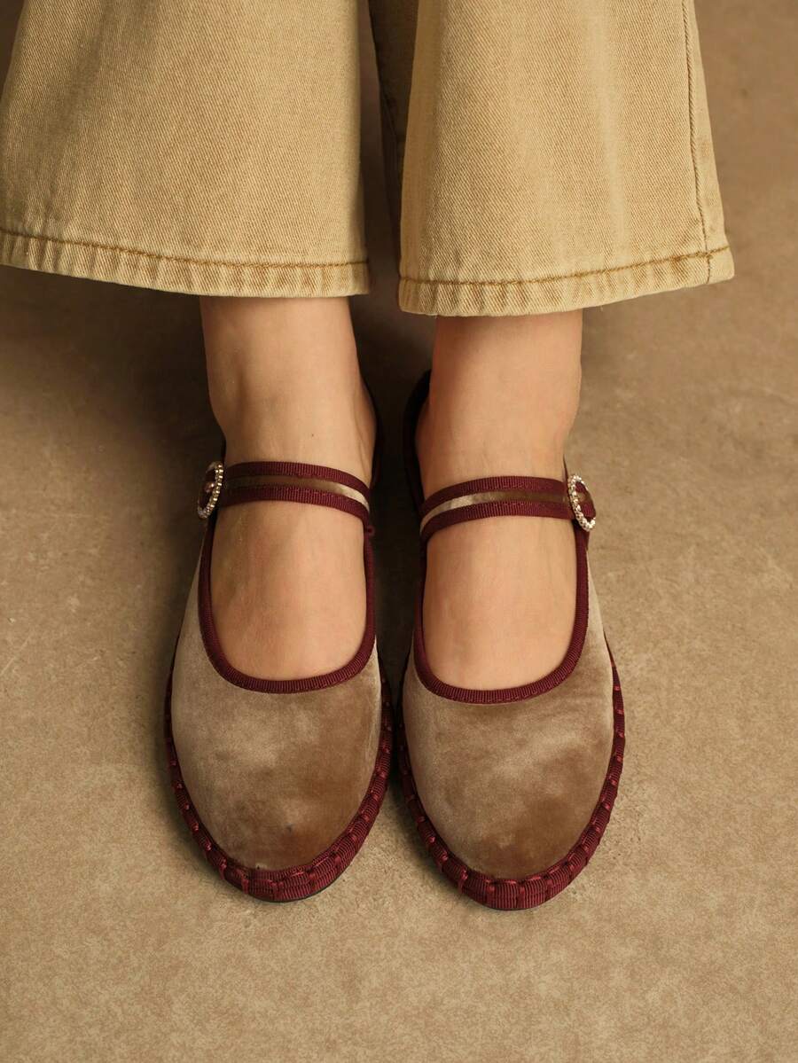 Rosivie Bailarinas casuales y versátiles para ir al trabajo, de estilo minimalista - Caqui - Ver 1