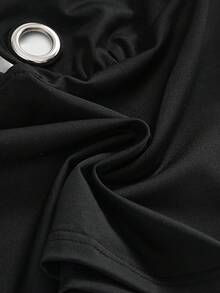 ROMWE Y2K性感V领露背金属孔眼音乐节派对女式背心 - 黑色 - 查看 4