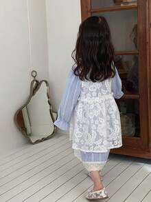 DAZY Toddler Girls' Striped Dress & Lace Dress 2pcs Set - Blue - View 2