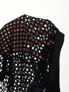 Mistrie Damlinne med ihåliga läppar och ärmlös design - Svart - Visa 7