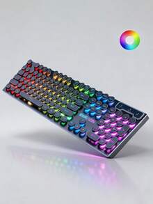 Teckwe Retro-Punk Circular Keycap Mechanical Keyboard High-End Desktop Ornament Dual-Purpose Wired Keyboard For Office And Gaming - Multicolor - View 1
