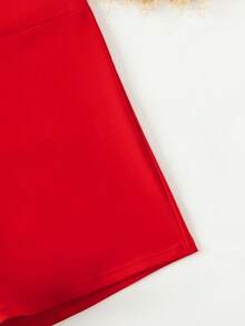 Swim Basics Women's Solid Color High Waist Swimwear Bottom - Red - View 5