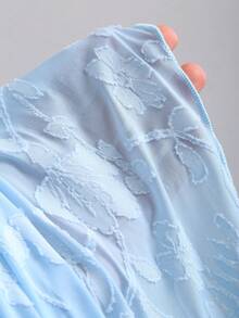 Sweetra Women's Sexy Strapless Knitted Jacquard Fitted Casual Beach Vacation Dress, Suitable For Summer - Baby Blue - View 3