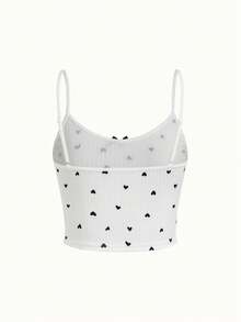 SHEIN Heart Print Bow Front Cami Top & Shorts PJ Set / Pajama Set - Multicolor - View 3