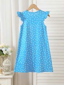 1 pieza Pijama de punto con cuello redondo, estampado gráfico lindo de princesa, suave y cómodo, mejor regalo para niñas jóvenes - Multicolor - Ver 2