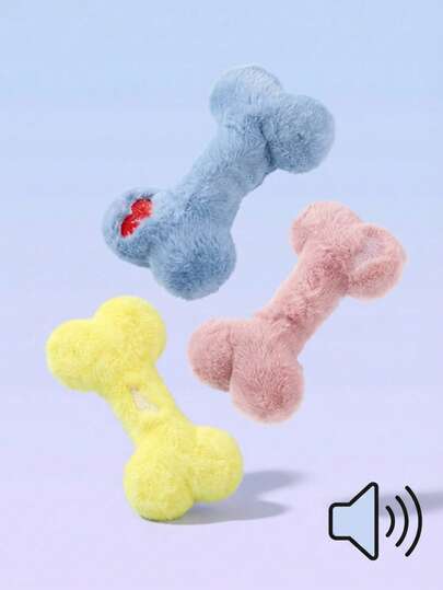 PETSIN Juguete de peluche con forma de hueso y sonidos de BB, juego interactivo para perros