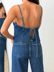 SHEIN WOMEN Two Pieces SET TOP AND TROUSERS - Dark Wash - View 2