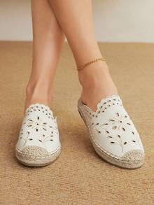 Styleloop 女士平底一脚蹬鞋，波西米亚风格，复古美式，波西米亚风，西部风，音乐节，派对装 - 米色 - 查看 2