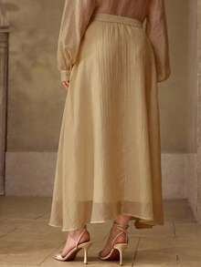 MOTF PREMIUM NEW ARRIVAL SPRING/SUMMER BEIGE UMBRELLA SKIRT, PASTORAL STYLE VERSATILE COMMUTER SKIRT FOR WOMEN - Khaki - View 4