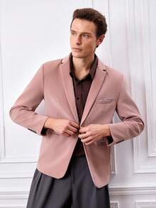 Officeau 男士休闲/商务简约长袖西装外套 - 粉色 - 查看 10