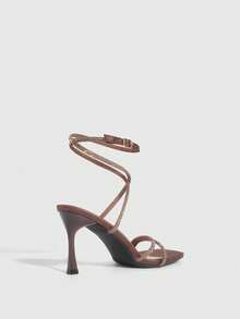 CUCCOO SZL Giày sandal cao gót dành cho nữ - Cà phê nâu - Xem 8