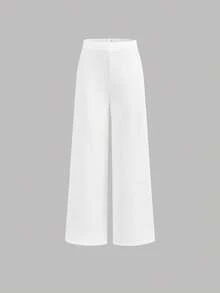 Serisse Kids Bộ đồ hai mảnh màu trắng thanh lịch dành cho bé gái tuổi teen, gồm áo croptop không dây bất đối xứng và quần ống đứng cạp cao có gọng giả. - trắng - Xem 7
