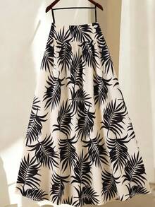 Lyxana Women's Palm Leaf Print Skirt, Vacation Style - Multicolor - View 1