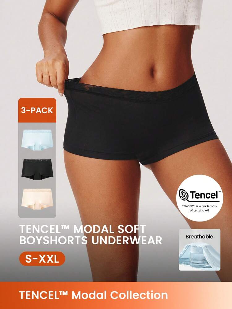 3-Pack Mid-Waist Boyshorts Underwear