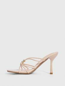 CUCCOO SZL 女士鞋履 春夏新款杏色圆头细高跟细带高跟凉鞋拖鞋 时尚舒适百搭性感派对夜店女凉鞋 女鞋 - 杏色 - 查看 8