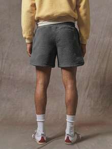 Manfinity Campus Court Pantalones cortos grises con bordado de letra de Nueva York para hombres - Gris - Ver 2