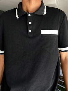 Ngobest Haus Ngobest Haus 男士撞色飾邊 Polo 衫 - 黑色 - 查看 3