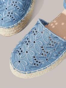 Styleloop 女士厚底圆头踝带刺绣休闲沙滩度假凉鞋，波西米亚风格 - 藍色 - 查看 5