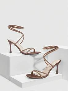 CUCCOO SZL Giày sandal cao gót dành cho nữ - Cà phê nâu - Xem 2