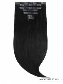 Seamless Clip Ins 100% Real Human Hair Extension 7PCS Seamless PU Clip In Human Hair Extensions Straight 14-22 Inch Jet Black Skin Weft Remy Hair Extensions 110G With Clips - S1 - View 2
