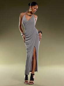 Normani 春夏女式音乐会服装 外出休闲装 2000年代 Y2K 90年代 俱乐部复古锐舞装 音乐节 老钱街头风 复活节 圣帕特里克节 女士派对 海滩婚礼 外出 毕业典礼 优雅度假 休闲节日 正式褶皱针织串珠连衣裙 裹身连衣裙 女士XS码连衣裙 女士高个子服装 惊艳连衣裙 - 灰色 - 查看 6