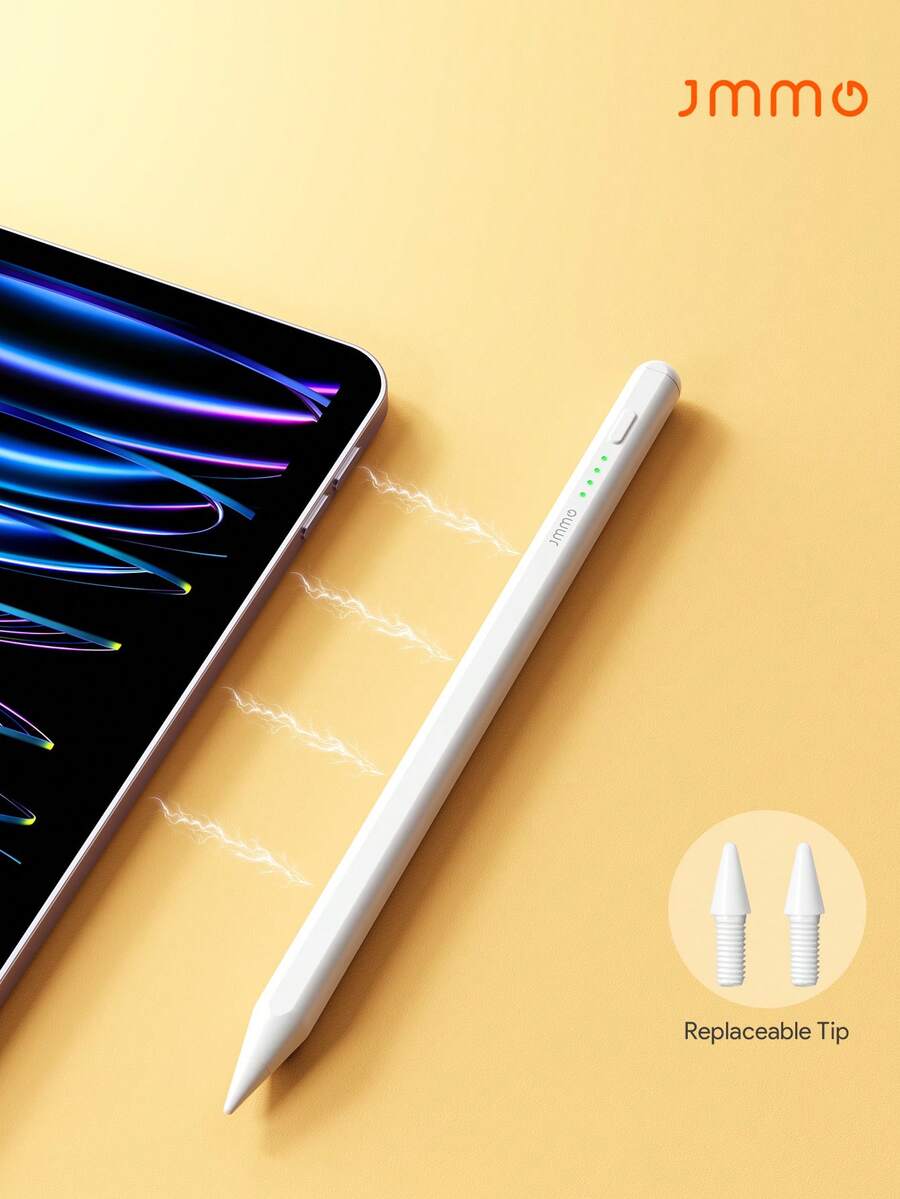 JMMO iPad 電容式觸控筆,90 分鐘自動關機,高靈敏度與高精度,防誤觸通用筆尖,相容於 iPad、平板電腦 2018 及後續版本,iPad 配件,情人節禮物 - 白色 - 查看 1