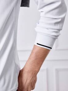 Officeau Herren Weißes einfarbiges Polohemd mit Polokragen, Langarm, Strick, Reißverschluss, Sommer, Golfhemd, leicht, atmungsaktiv, kühl, lässig, bequem, Alltagskleidung Geschenk für Vater/Ehemann - Weiss - Übersicht 8