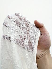 Rustia Blusa asimétrica de hombro con jacquard de burbujas para mujer de talla grande - Albaricoque - Ver 7