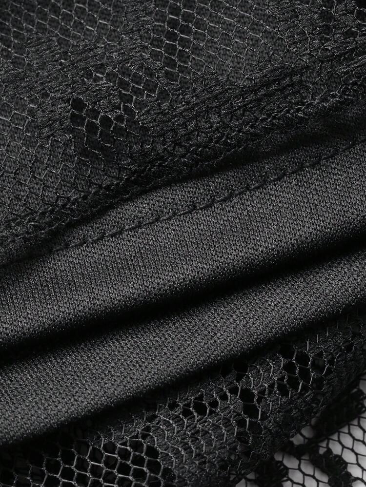Elegant Party Black Lace Patchwork V-Neck Waist Cinched Long Dress, Suitable For Spring & Summer Sun Dresses For Women